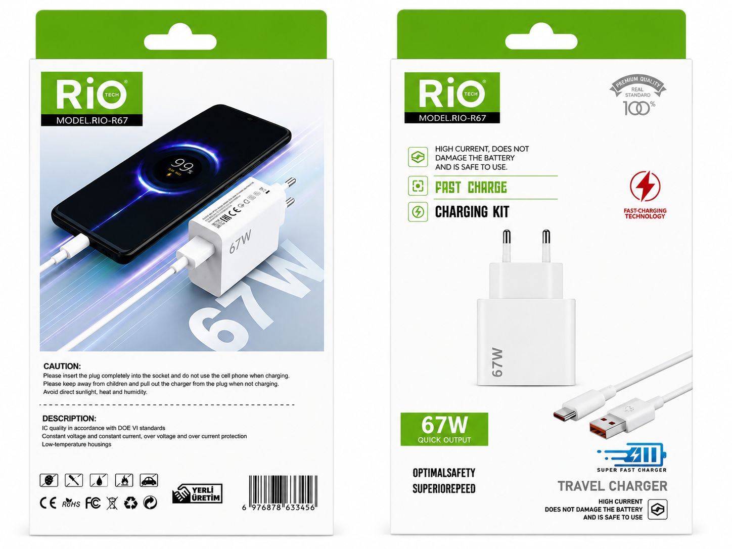 Rio R67 67W Quick Output Şarj Seti